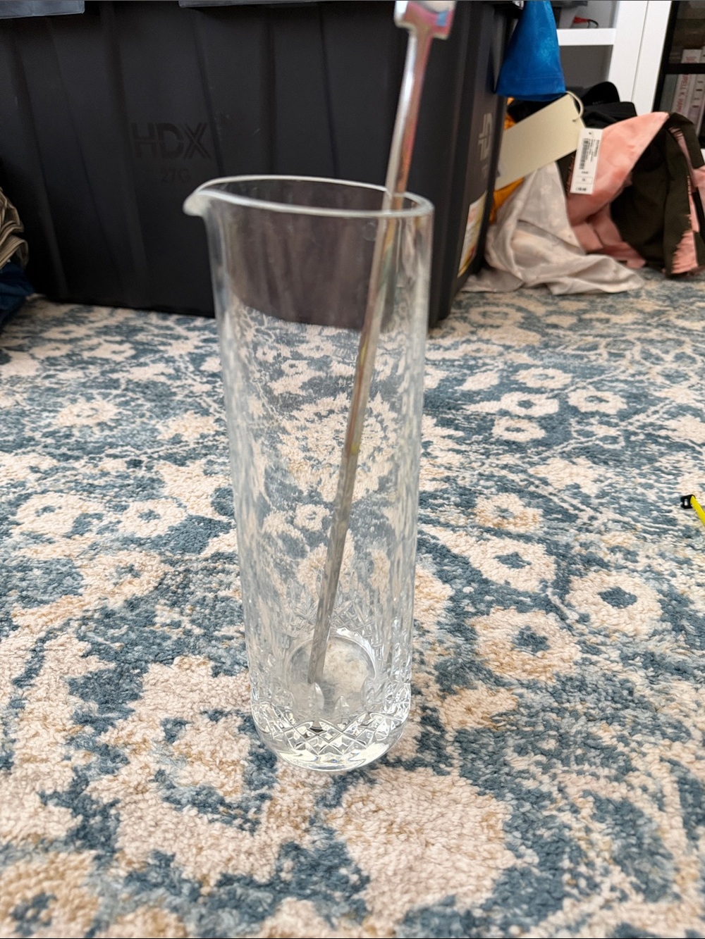 Waterford Crystal Silver Bar Stirring Rod and Pitcher